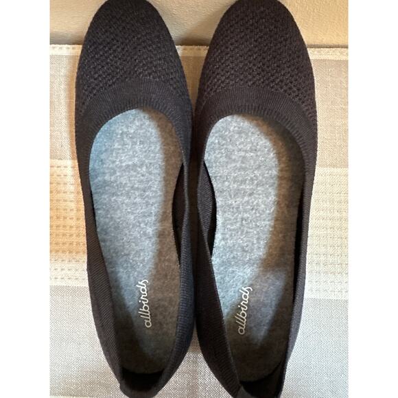 Allbirds Tree Breezer Black/Stormy Grey Size 10.5 Breathable Knit Flats - Picture 4 of 6